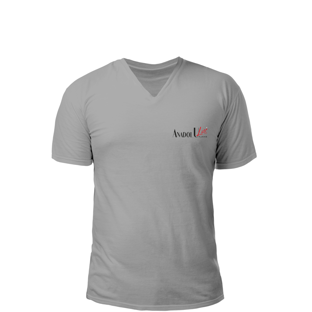 V Yaka T-Shirt Gri