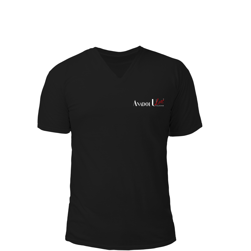 V Yaka T-Shirt Siyah